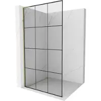 Mexen Kioto L douchewand Walk-in 120 x 200 , zwart rooster, goud - 800-120-103-50-77