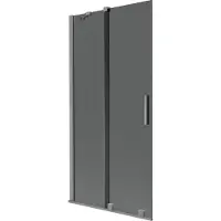 Mexen Velar badwand 2-delig uitschuifbaar 90 x 150 , grafiet, geweer metaalkleur - 896-090-000-41-95