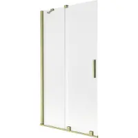 Mexen Velar badwand 2-delig schuifbaar 100 x 150 cm, mat, goud geborsteld - 896-100-000-31-55