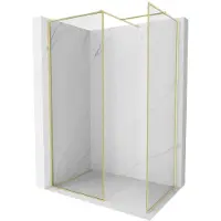 Mexen Kioto-F Douchewand Walk-in met frame 140 x 110 , transparant 8 mm, geborsteld goud - 800-140-202-04-55-110