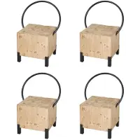 Mendler Set van 4 eetkamerstoelen -L76, bezoekersstoel kruk, industrieel metaal massief hout MVG-gecertificeerd, naturel