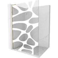 Mexen Kioto L Douchewand Walk-in 110 x 200 , witte golf, goud - 800-110-103-50-97