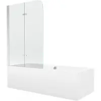 Mexen Cube rechthoekig bad 180 x 80 met omkasting en 2-delige scherm 80 , transparant, chroom - 550518080X9008020100