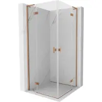 Mexen Mist-H L Duo douchecabine scharnierend 95 x 95 , transparant, geborsteld koper - 8A5L-095L-095P-65-00