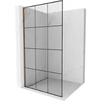 Mexen Kioto L douchewand Walk-in 100 x 200 , zwart raster, roze goud - 800-100-103-60-77
