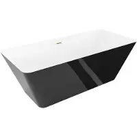 Mexen Velo Slim vrijstaande badkuip 170 x 75 , wit/zwart, overloop goud geborsteld - 52811707575-55