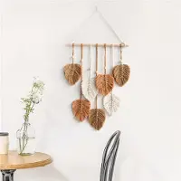 Typecat Blad macramé wandhanger boho kamer woondecoratie geweven esthetisch wandtapijt bruiloft decoratie khaki