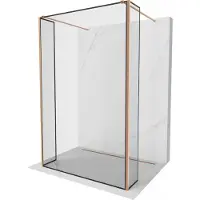 Mexen Kioto vrijstaande douchewand 90 x 30 x 30 , zwart frame, geborsteld koper - 800-090-030-222-65-70-030