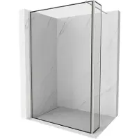 Mexen Kioto douchewand Walk-in 90 x 40 , zwart frame, geborsteld nikkel - 800-090-212-97-70-040