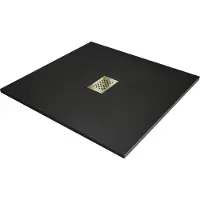 Mexen Hugo vierkante douchebak SMC 100 x 100 , zwart, gouden afdekking - 42701010-G