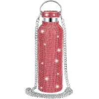 Exogio Diamond RVS Waterfles Draagbare Glitter Strass Crossbody Bling Thermische Kolf 600ml A
