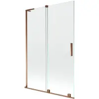 Mexen Velar L badwand scherm 2-delige schuif 120 x 150 , transparant, roze goud - 896-120-003-01-60