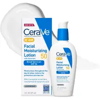 CeraVe AM Hydraterende Gezichtslotion SPF 50 | Gezichtscrme met SPF hyaluronzuur, niacinamide en ceramiden | Niet vettig | Mengt naadloos zonder