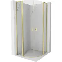 Mexen Mist L halfronde douchecabine scharnierend 80 x 80 , transparant, goud geborsteld - 8A32L-080-080-55-00