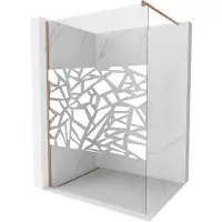 Mexen Kioto douchewand Walk-in 100 x 200 , wit patroon 8 mm, geborsteld koper - 800-100-101-65-85