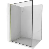 Mexen Kioto L douchewand Walk-in 70 x 200 , zwarte omlijsting, goud - 800-070-103-50-70