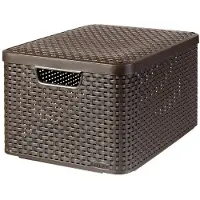 Curver Rattan Style Opbergmand L - Met Deksel - 36.4 liter - Bruin