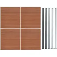 Monster Composiet schutting paneel x 4 & 5 aluminium palen 1.8m bruin kunststof tuinscherm