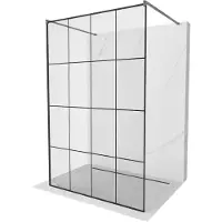 Mexen Kioto vrijstaande douchewand 130 x 200 , zwart raster 8 mm, geborsteld kanongrijs - 800-130-002-66-77