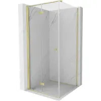 Mexen Mist-F opvouwbare douchecabine links 95 x 95 , transparant, geborsteld goud - 8A6T-095-095-55-00-L