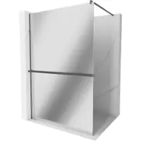 Mexen Kioto+ douchewand met plank Walk-in 140 x 200 , spiegel, geborsteld kanongrijs - 800-140-121-66-50