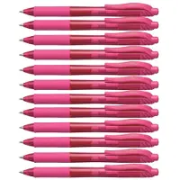 Pentel EnerGel-X intrekbare vloeibare gelpen (0,7 mm) metalen punt roze inkt doos van 12 (BL107-P)