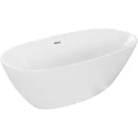 Mexen Eris vrijstaande badkuip 155 x 80 , wit, overloop chroom - 53441558000-01