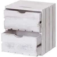 Mendler Commode -C62, ladekast houten kist, shabby-look vintage, 2 lades 36x32x26cm ~ wit