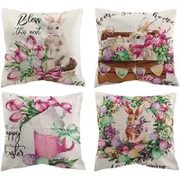 MaxPower Pasen kussenslopen 18 "x 18" 4 lente buiten kussenslopen voor boerderij kussens Pasen Home Decorations