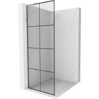 Mexen Kioto L douchescherm Walk-in 80 x 200 , zwart raster, chroom - 800-080-103-01-77