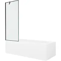 Mexen Vega rechthoekig bad 180 x 80 met ombouw en 1-delige douchewand 70 , zwart patroon - 550118080X9507007070