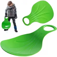 Kadax Poporutscher, 50 x 36 x 8 cm sneeuwbord, sneeuwglijbaan van kunststof, vanaf 3 jaar, glijplaat met handgreep, kleurrijke slee (groen)