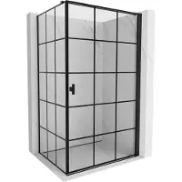 Mexen Mist-B douchecabine scharnierend rechts 90 x 95 , zwart raster, zwart - 8A2T-090-095-70-77-P