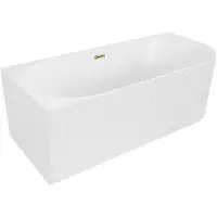 Mexen Gia vrijstaande hoekbadkuip geribbeld links 150 x 75 , wit mat, overloop goud - 52701507501L-50