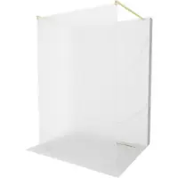 Mexen Kioto vrijstaande douchewand 100 x 200 , matglas 8 mm, geborsteld goud - 800-100-002-55-30