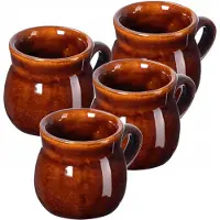 Kadax mokken voor glühwein 250 ml met handvat steengoed mok set van 4