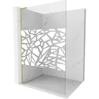 Mexen Kioto L douchescherm Walk-in 110 x 200 , wit patroon, geborsteld goud - 800-110-103-55-85