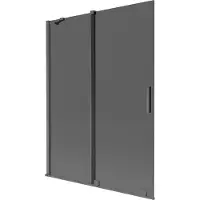 Mexen Velar badwand 2-delige schuifdeur 130 x 150 , grafiet, geborsteld gun gray - 896-130-000-41-66