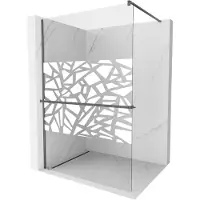 Mexen Kioto+ douchewand met plank Walk-in 100 x 200 , wit patroon, gunmetal - 800-100-121-95-85