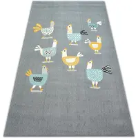 Rugsx Tapijt PASTEL 18413/072 - kip Kippen Haan grijskleuring turkoois 120x170 cm