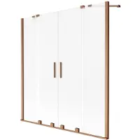 Mexen Velar Duo badwand 2-delig schuifbaar 150 x 150 , vorst, geborsteld koper - 896-150-000-32-65