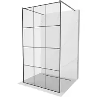 Mexen Kioto vrijstaande douchewand 100 x 200 , zwart raster 8 mm, geborsteld gun gray - 800-100-002-66-77