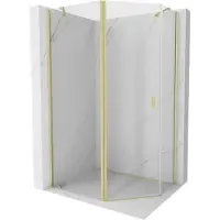 Mexen Mist asyetrische vijfhoekige douchecabine scharnierend 90 x 80 , transparant, goud geborsteld - 8A8-090-080-55-00