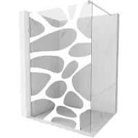 Mexen Kioto douchewand Walk-in 90 x 200 , witte golf 8 mm, geborsteld nikkel - 800-090-101-97-97