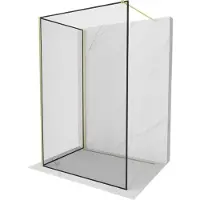 Mexen Kioto douchewand Walk-in 120 x 110 , zwart frame, goud geborsteld - 800-120-212-55-70-110