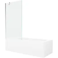 Mexen Vega rechthoekig bad 180 x 80 met omkasting en 1-delige scherm 90 , transparant, chroom - 550118080X9509000001