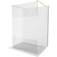 Mexen Kioto vrije douchewand 130 x 200 , transparant/mat 8 mm, geborsteld goud - 800-130-002-55-35