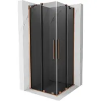 Mexen Velar Duo schuifdouchecabine 100 x 100 , grafiet, geborsteld koper - 871-100-100-42-65