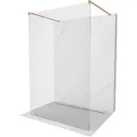 Mexen Kioto vrijstaande douchewand 130 x 200 , transparant 8 mm, geborsteld koper - 800-130-002-65-00