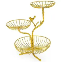 Melitt 3-Laags Fruitmandhouder, Decoratief Fruitschaalrek, Metalen Standaard, Tafelbladhouder voor Groenten, Broodsnack
